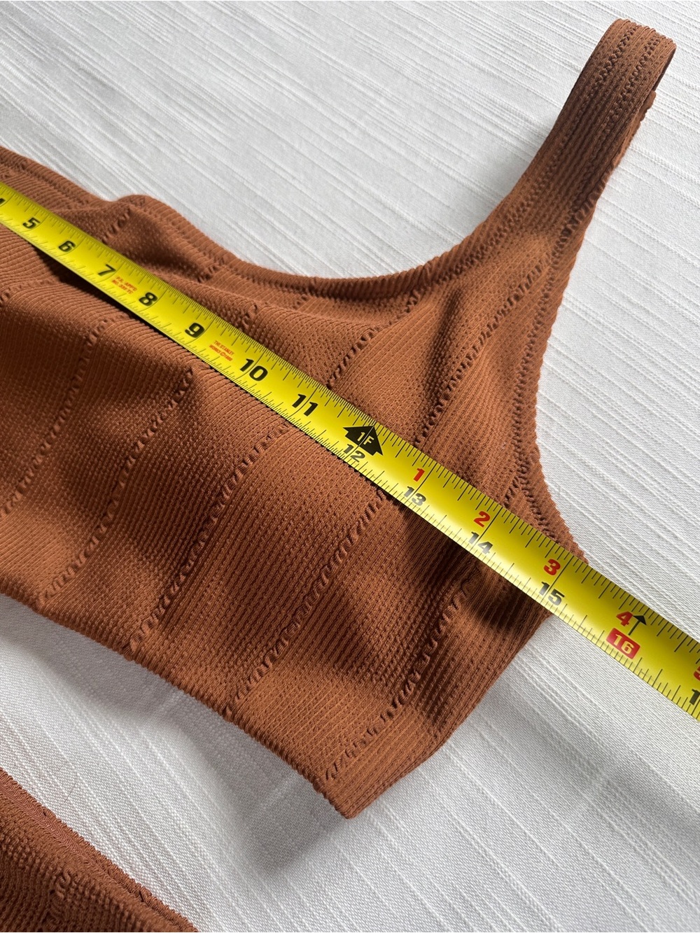 AERIE Cinnamon Crinkle One Shoulder Cut Out One Piece Swimsuit | L NWOT - Picture 9 of 12